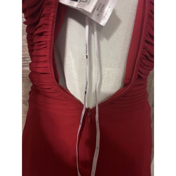 Tadashi pleated silk fitted Cocktail Dress 6 Red Party Prom Vintage - Picture 7 of 12